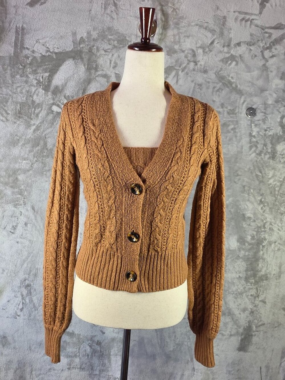 MM by My Michelle XS Cable Knit Cardigan & Tank Sweater Set